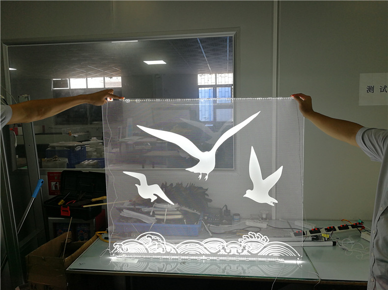 華躍激光雕刻工藝來圖圖案文字logo風景畫亞克力導光板